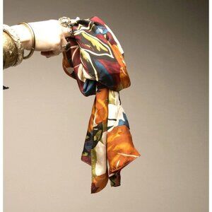 Vintage Floral Scarf Orange Blue Red White Accessories Sustainable Fashion Educa